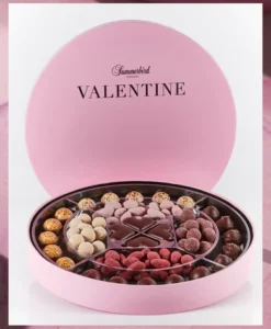Valentin- kärleksask- summerbird- choklad- marsipan-mandlar-ekologisk chokladask